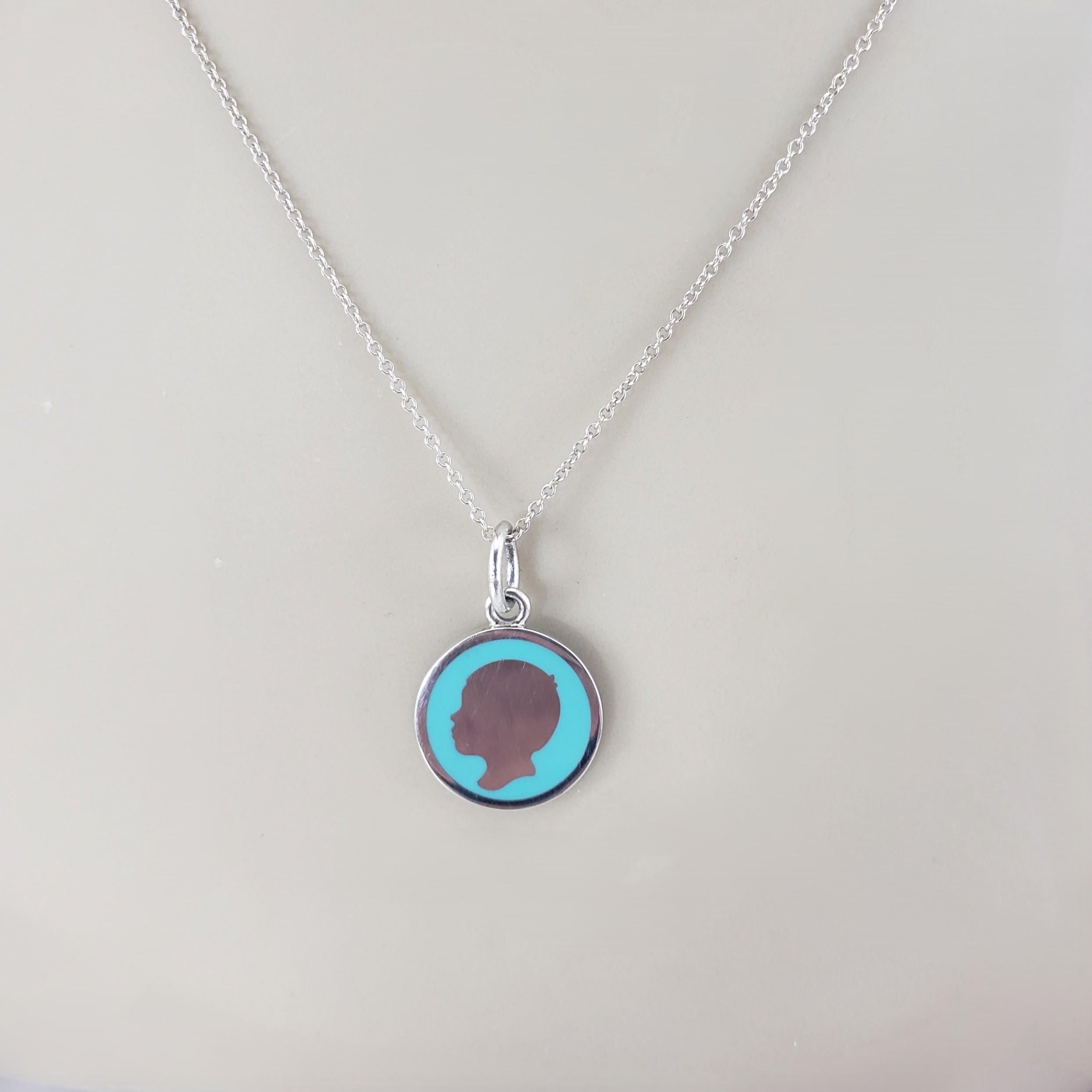 Tiffany & Co. Collana con ciondolo in smalto Sterling Silhouette con scatola #23254 in vendita 4