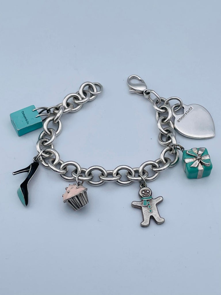 Tiffany and Co. Sterling Enamel Charm Bracelet For Sale at 1stDibs