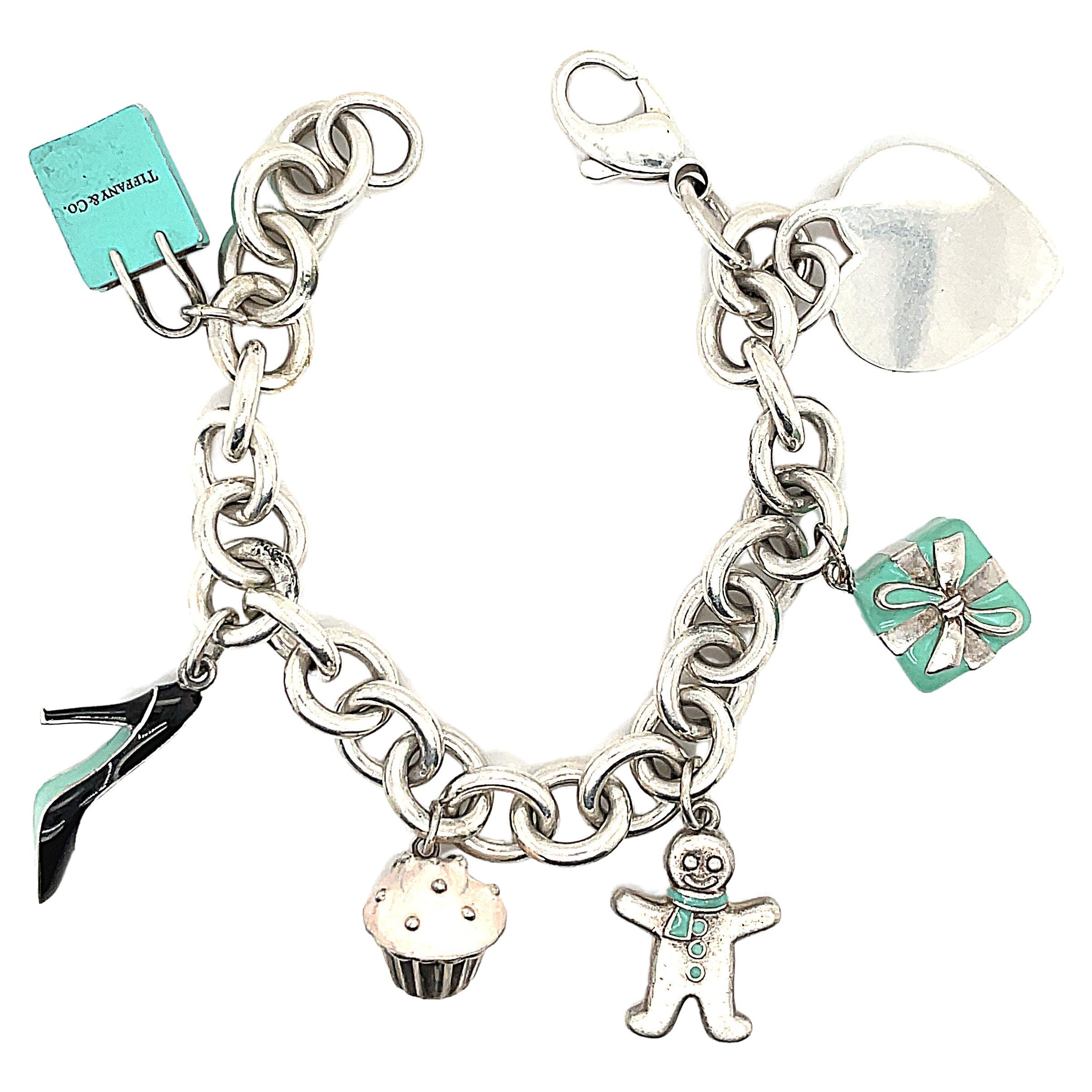 Tiffany and Co. Sterling Enamel Charm Bracelet For Sale at 1stDibs | tiffany  charm bracelet, tiffany bracelet charms, tiffany charms for bracelet