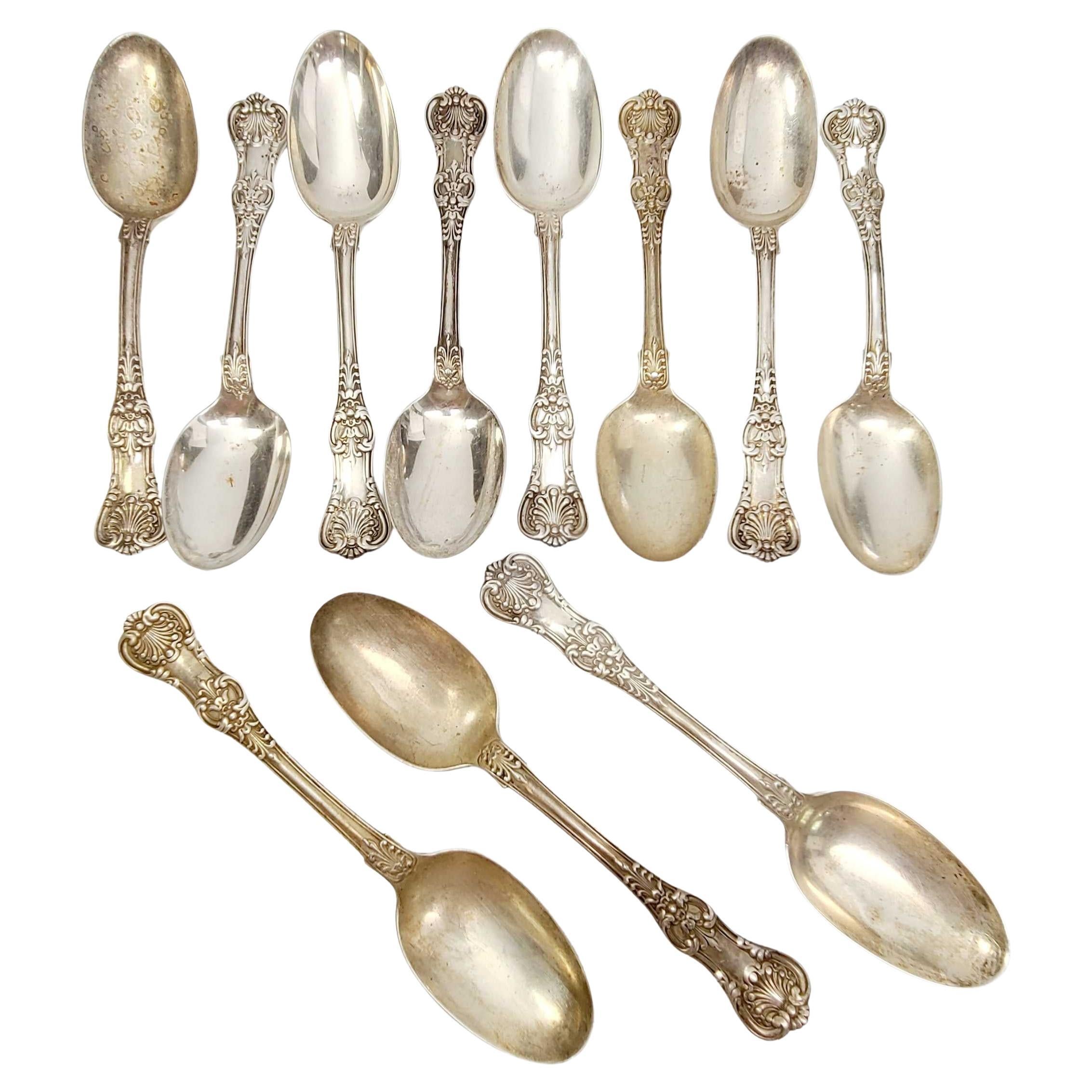 Tiffany & Co Sterling English King Dessert/Oval Soup Spoons Set of 11