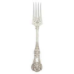 Tiffany & Co Sterling English King Large Solid Pierced Cold Meat Serving Fork