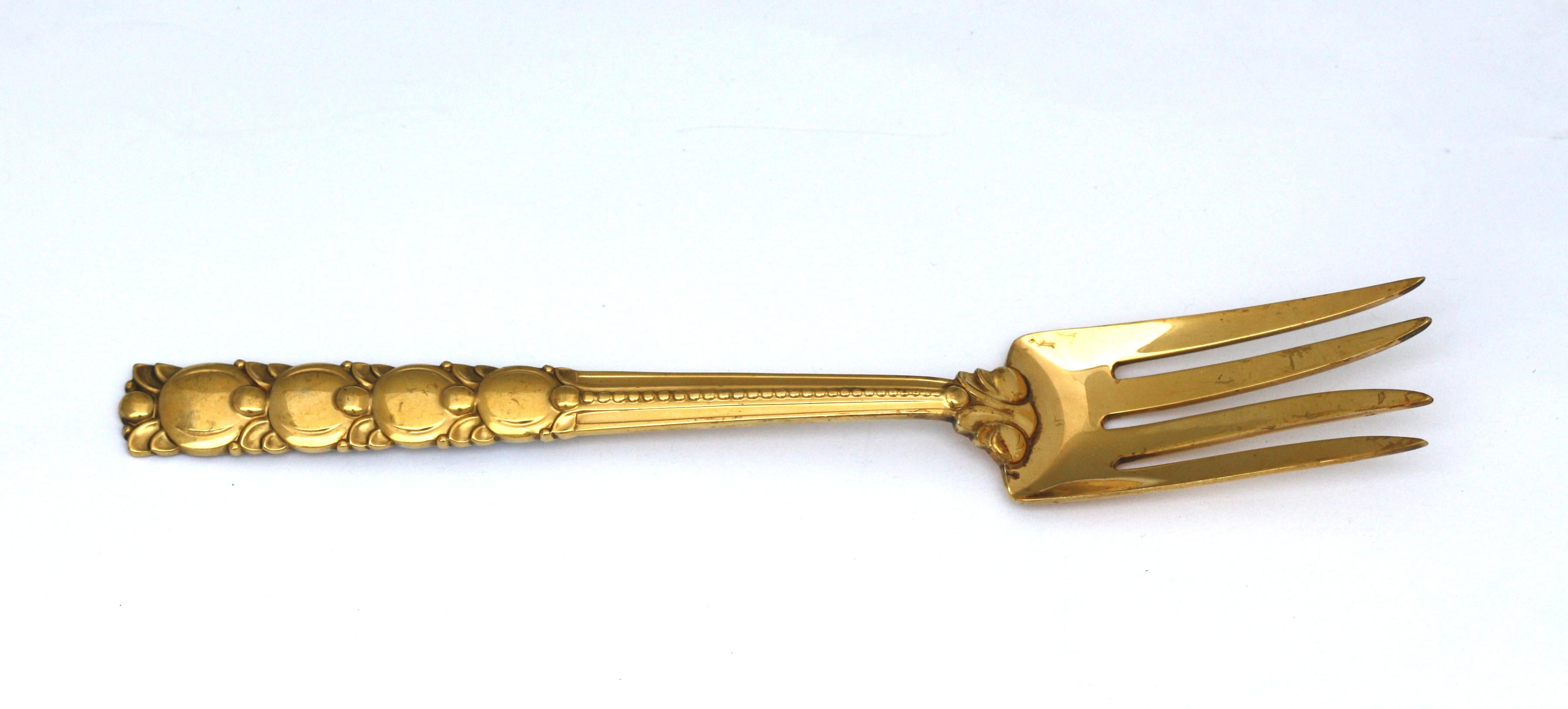 20th Century  Tiffany & Co. Sterling Gilt Silver Serving Fork For Sale