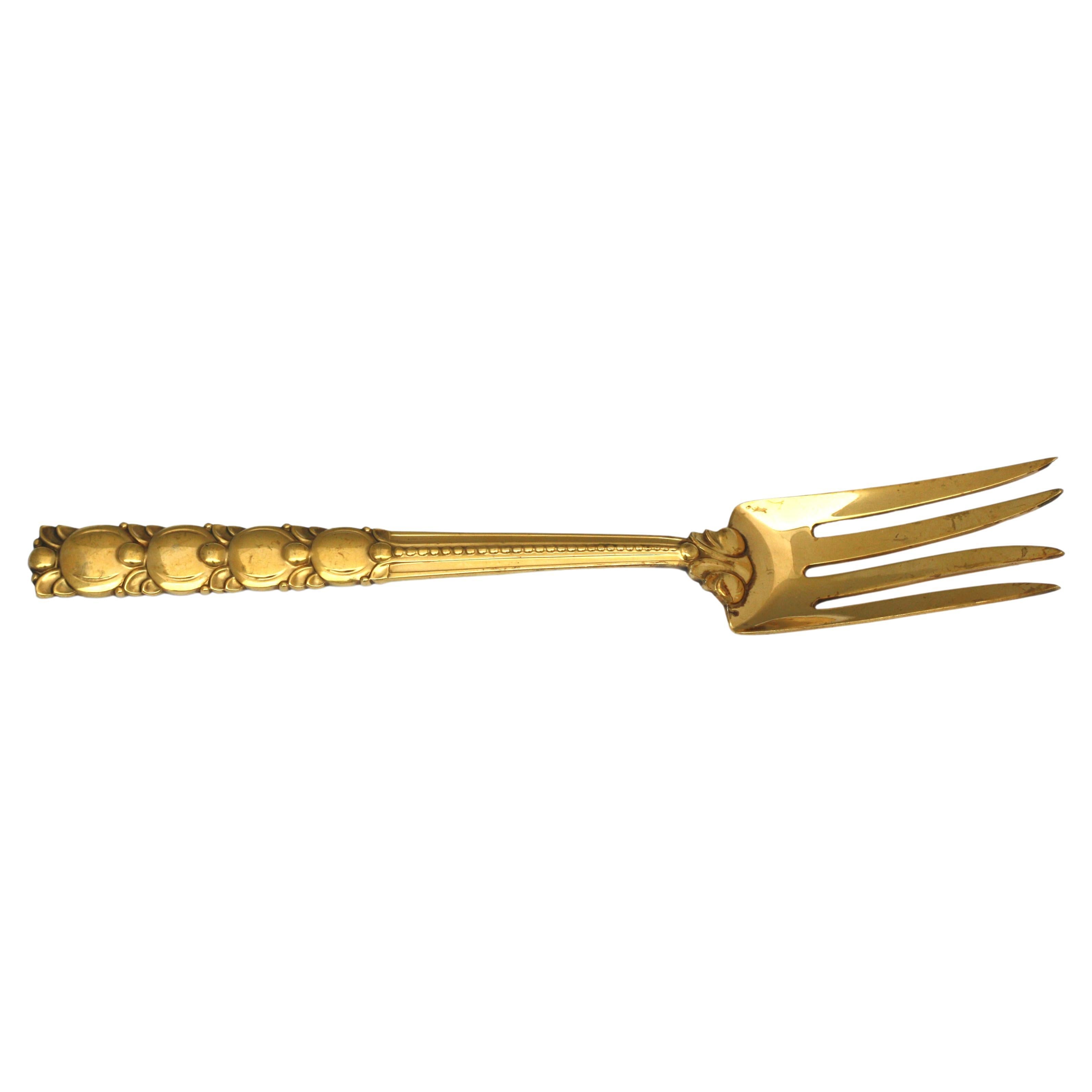  Tiffany & Co. Sterling Gilt Silver Serving Fork For Sale