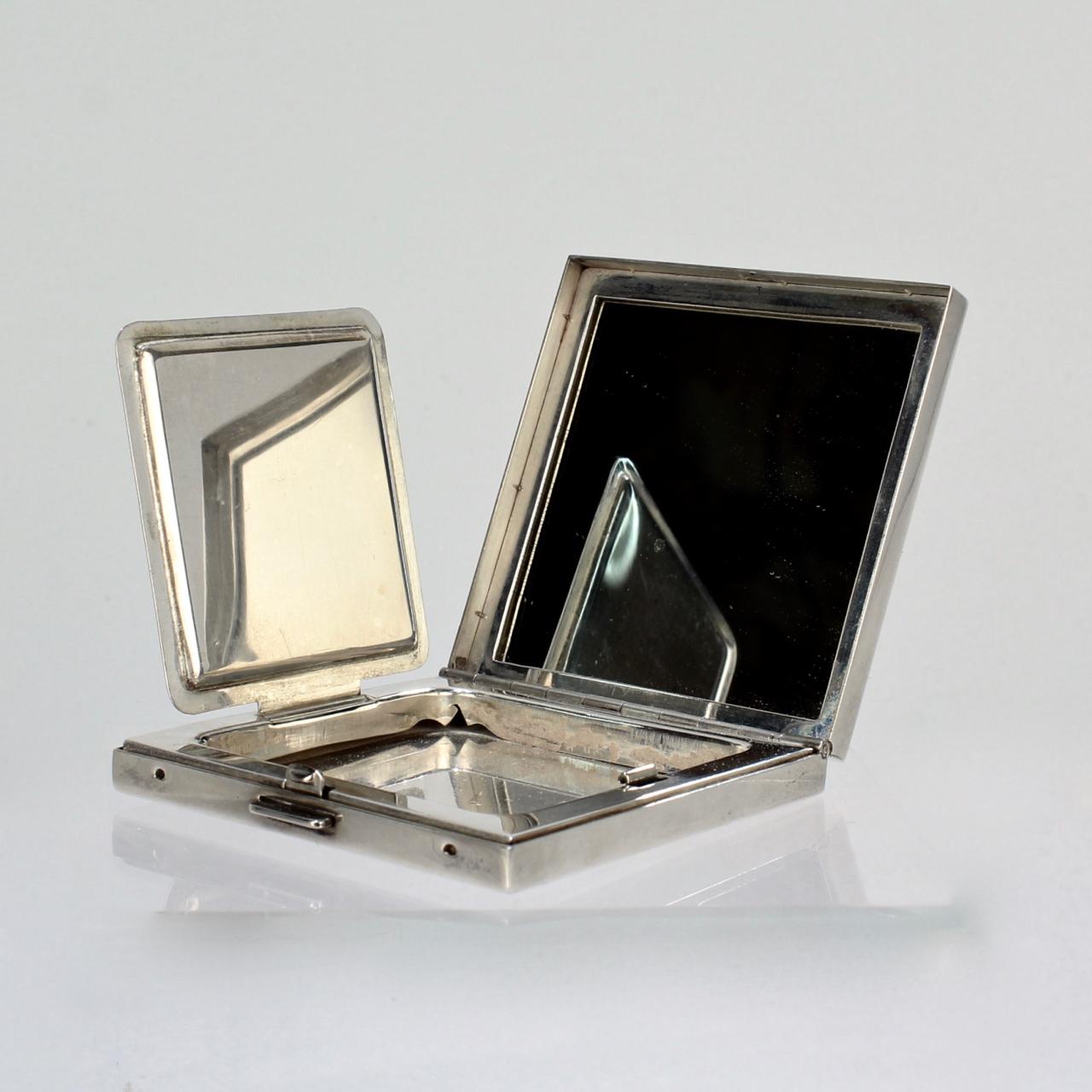 Tiffany & Co. Sterling Gold and Ruby Mid-Century Modern Square Compact 4