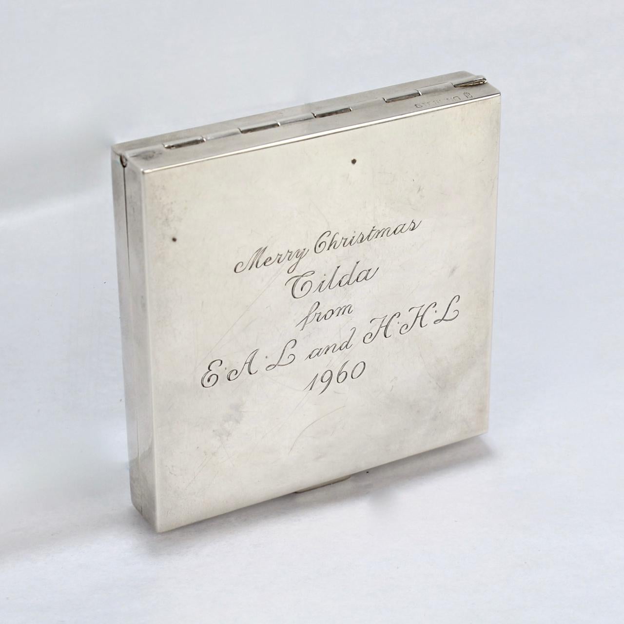 Tiffany & Co. Sterling Gold and Ruby Mid-Century Modern Square Compact 6