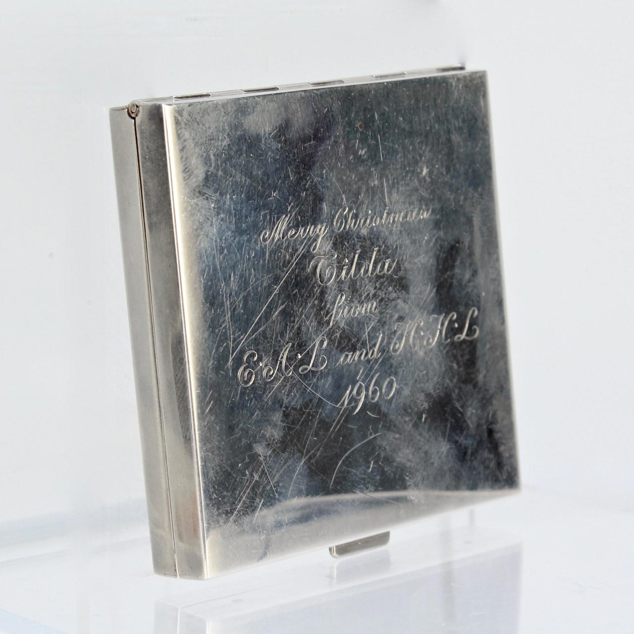 Tiffany & Co. Sterling Gold and Ruby Mid-Century Modern Square Compact 7