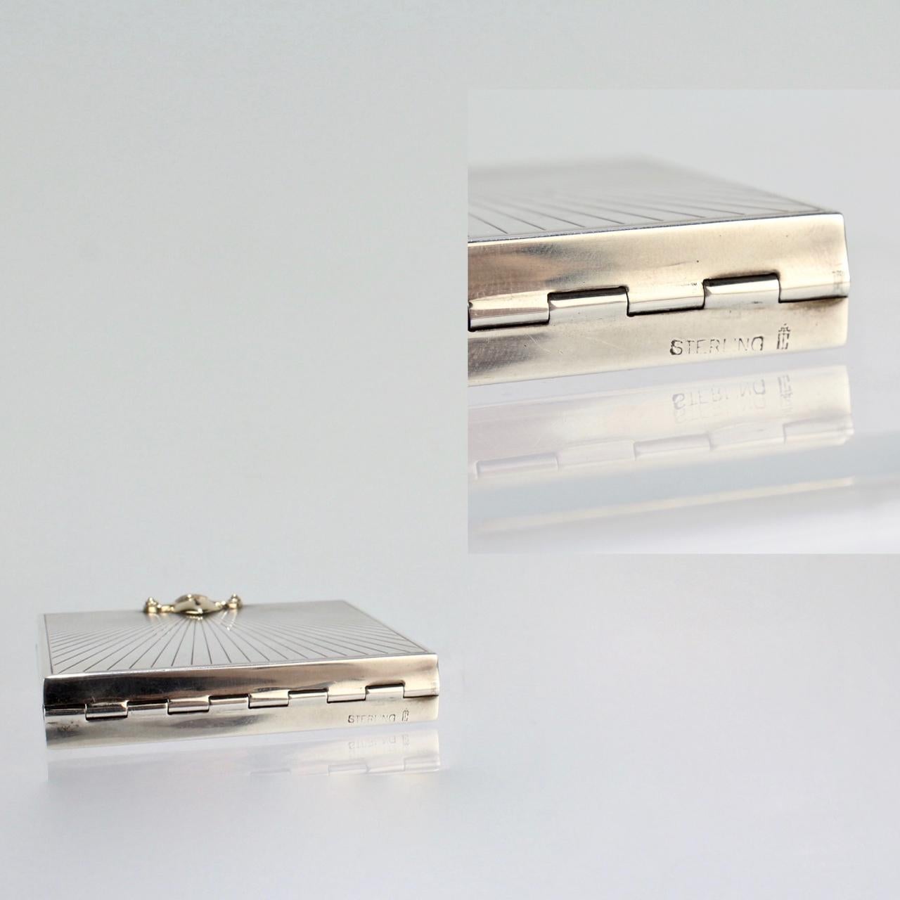 Tiffany & Co. Sterling Gold and Ruby Mid-Century Modern Square Compact 8