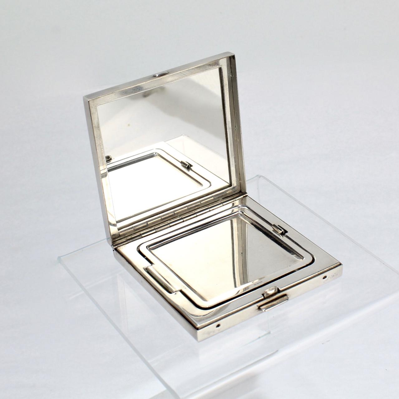 Tiffany & Co. Sterling Gold and Ruby Mid-Century Modern Square Compact 2