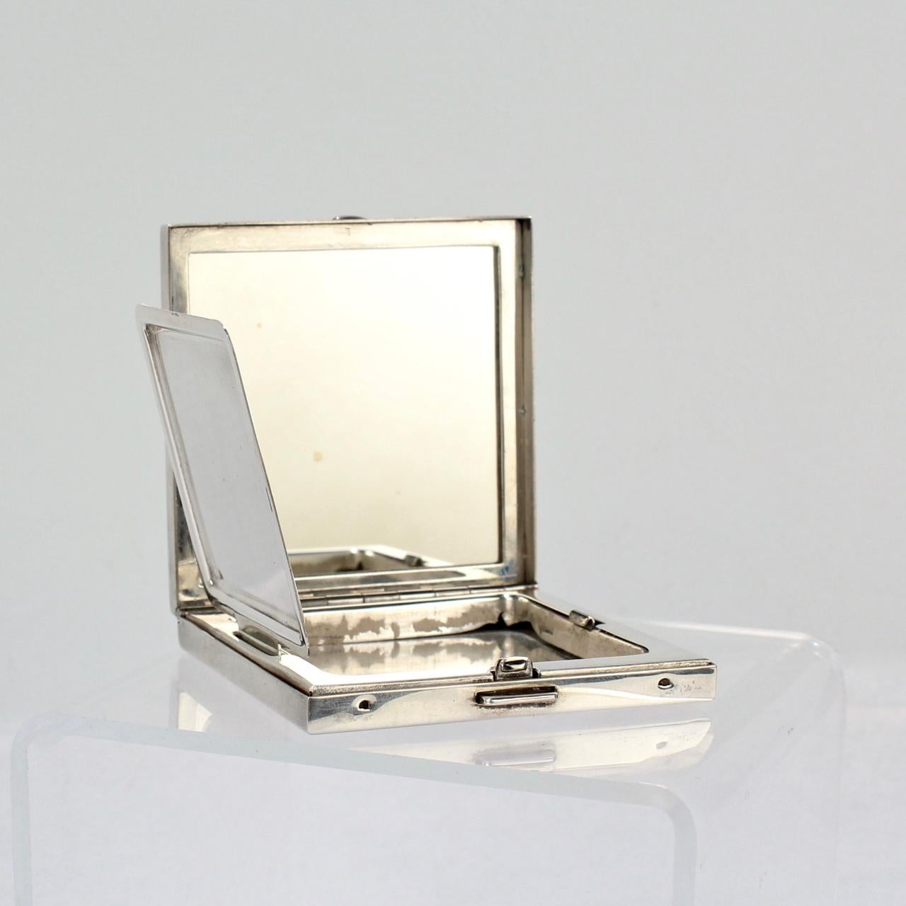 Tiffany & Co. Sterling Gold and Ruby Mid-Century Modern Square Compact 3