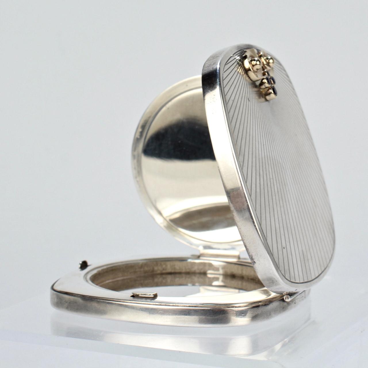 Tiffany & Co. Sterling Gold and Sapphires Mid-Century Modern Compact 6