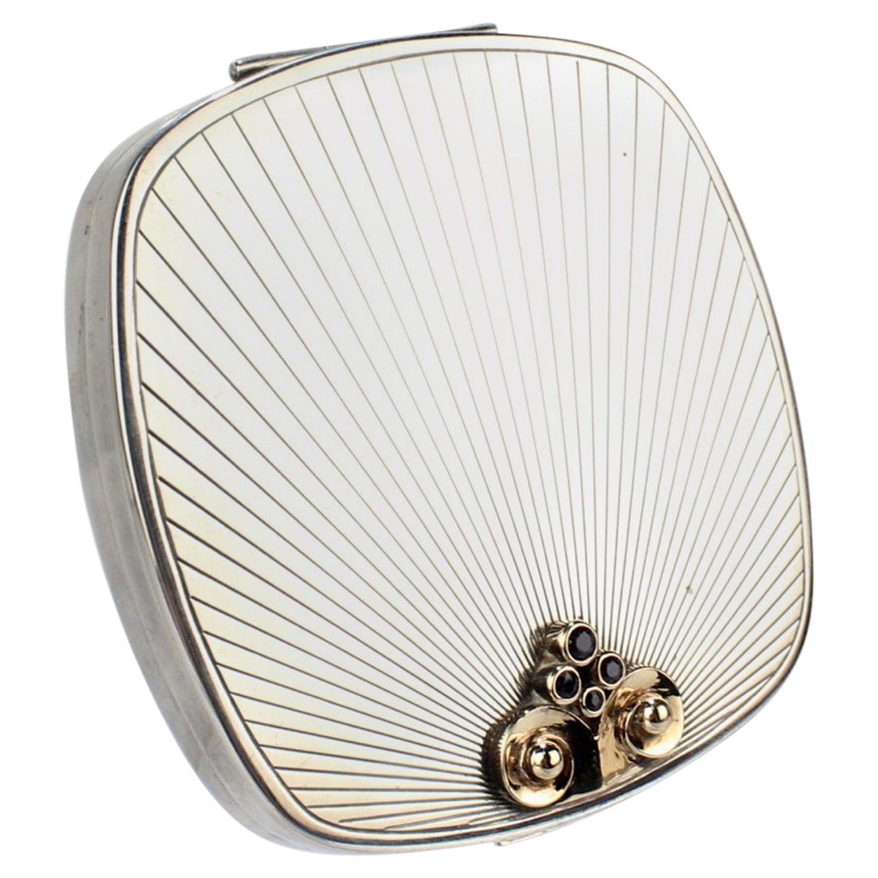 Tiffany & Co. Sterling Gold and Sapphires Mid-Century Modern Compact