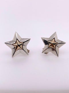 Tiffany & Co. Sterling and Gold Star Earrings