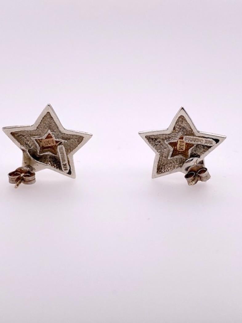 Tiffany & Co. Star-Ohrringe aus Sterlingsilber und Gold im Angebot 1