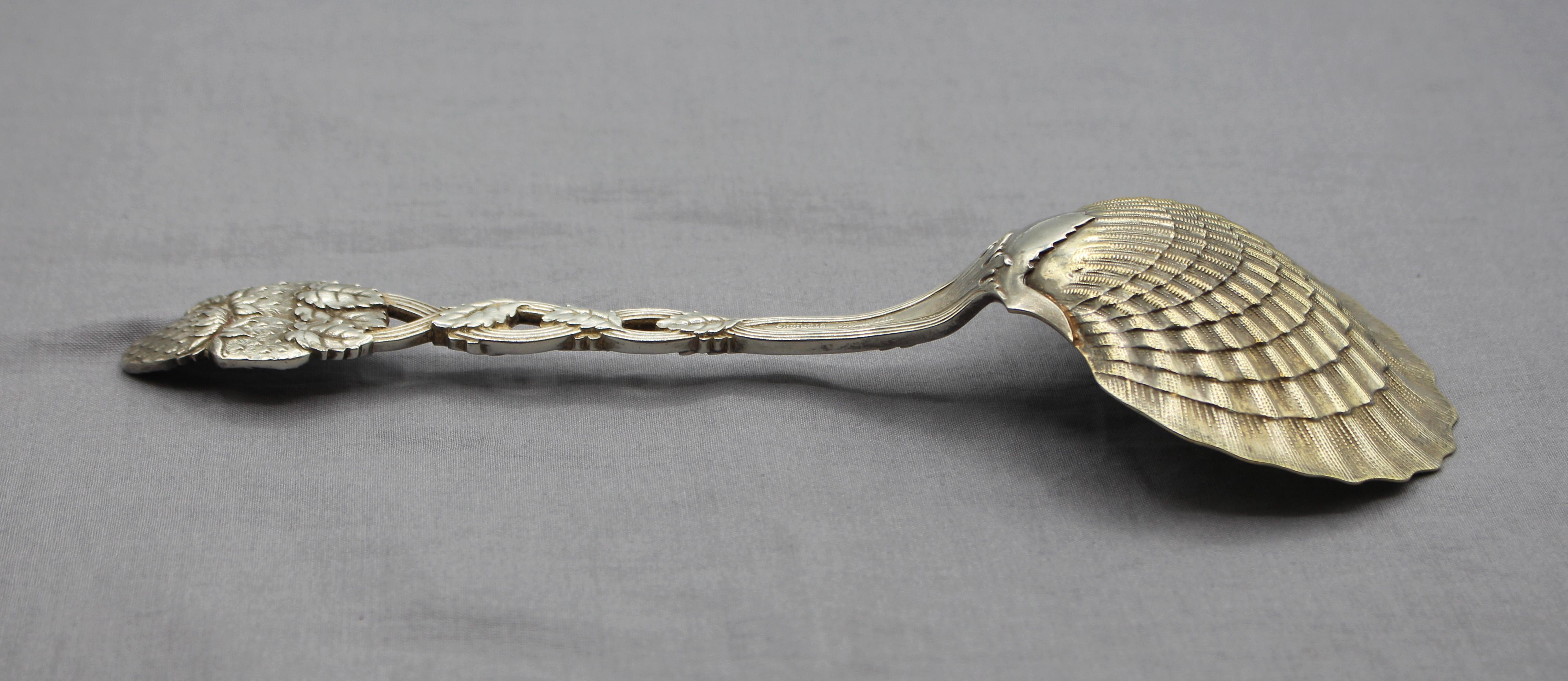Gold Plate Tiffany & Co Sterling & Gold Washed Strawberry Vine Pattern Serving Spoon For Sale