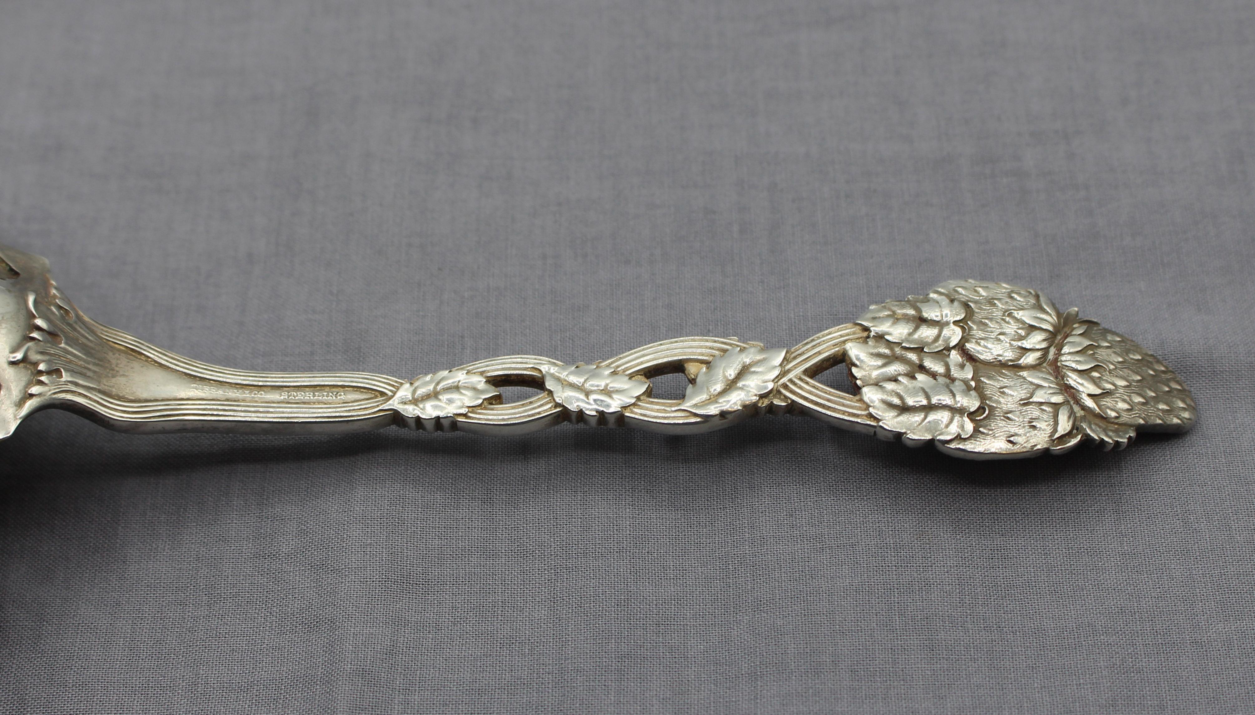 Tiffany & Co Sterling & Gold Washed Strawberry Vine Pattern Serving Spoon For Sale 3