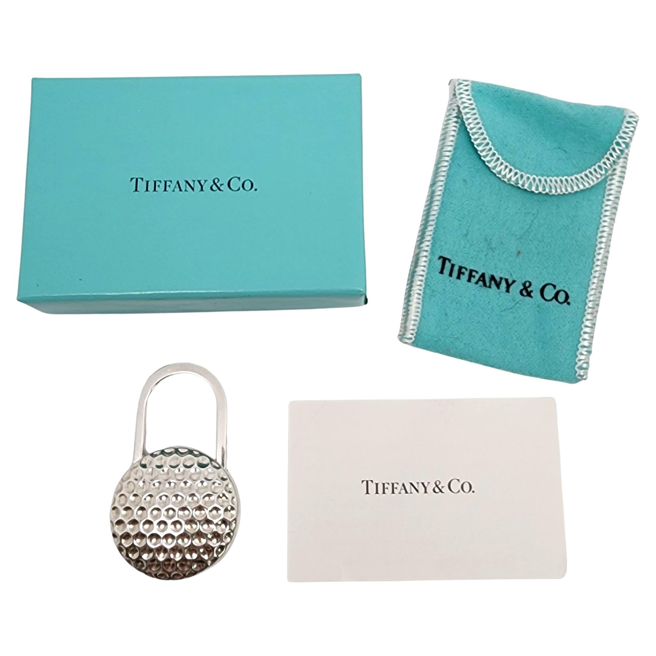 Tiffany & Co Sterling Golf Ball Padlock Keychain Pouch and Box (A) #14633