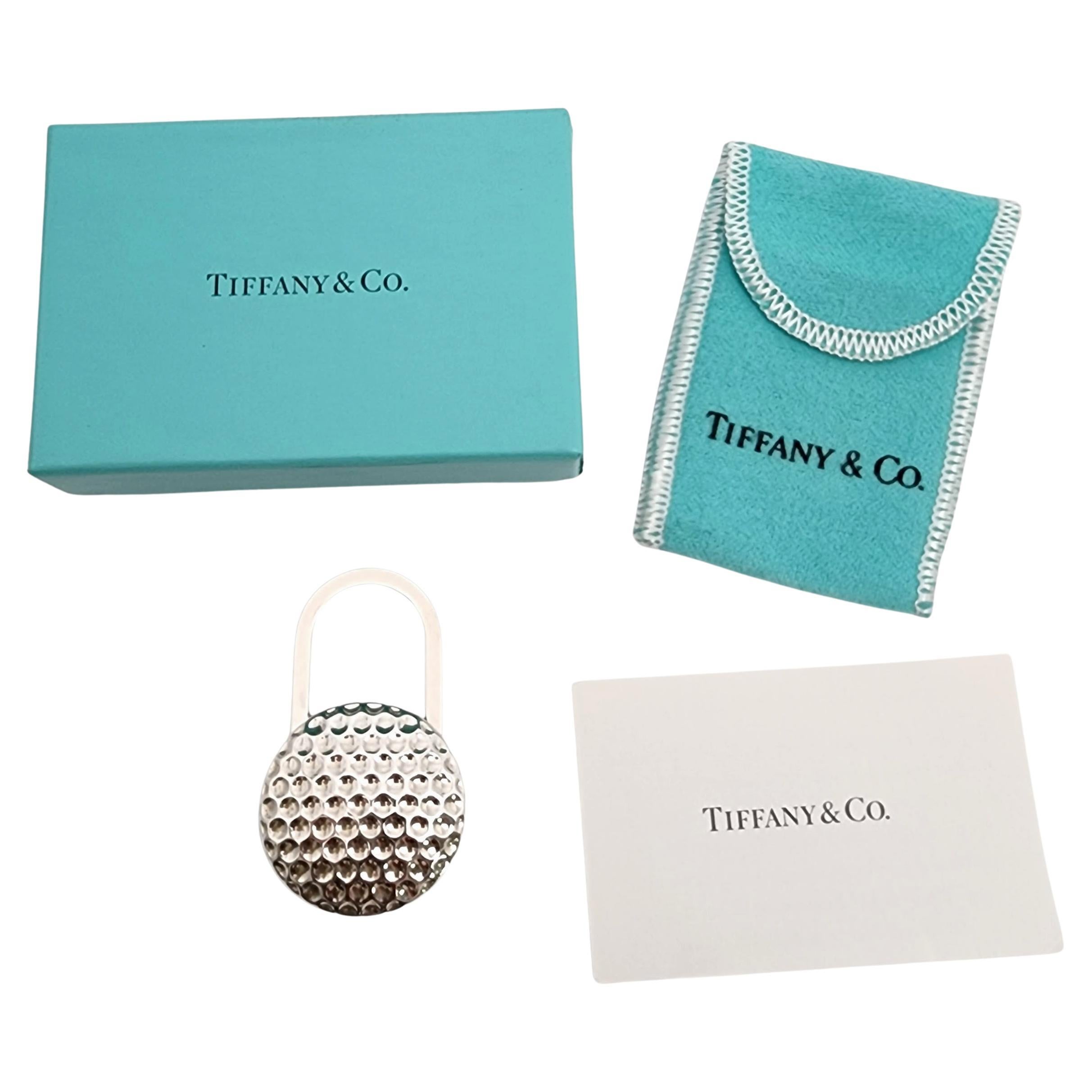 Tiffany & Co Sterling Golf Ball Padlock Keychain with Pouch Box (B) #14634 For Sale
