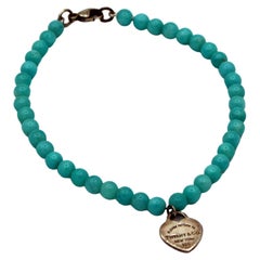 Tiffany & Co. Sterling Heart Tag & Amazonite Bracelet with Sterling Clasp