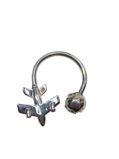 Tiffany & Co Sterling Jet Plane and Globe Horseshoe Key Ring w/box #25717