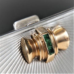 Tiffany and Co Sterling Makeup Compact Yellow Gold and Square Emeralds