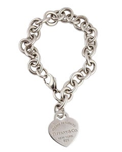 Tiffany & Co. Sterling "Return To Tiffany" Blau Emaille Herz Tag Armband #23988