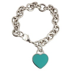 Tiffany
Co Sterling "Return To Tiffany" Blue Enamel Heart Tag Bracelet #23988