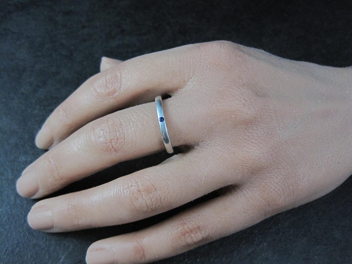 Tiffany & Co Sterling Sapphire Band Ring Size 7.5 Elsa Peretti In Good Condition For Sale In Webster, SD
