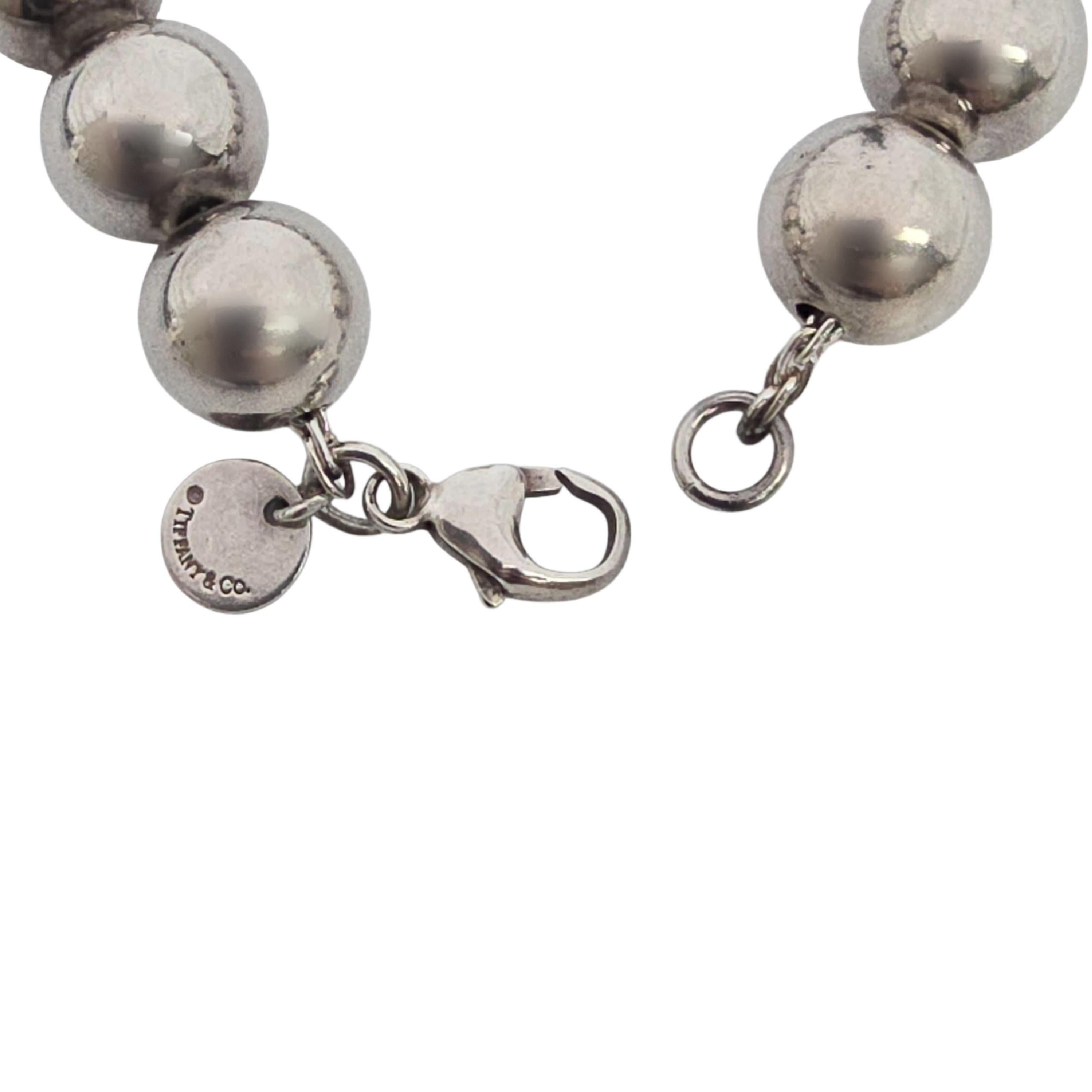 Women's Tiffany & Co Sterling Silver 10mm Ball Bead Bracelet #22277 For Sale