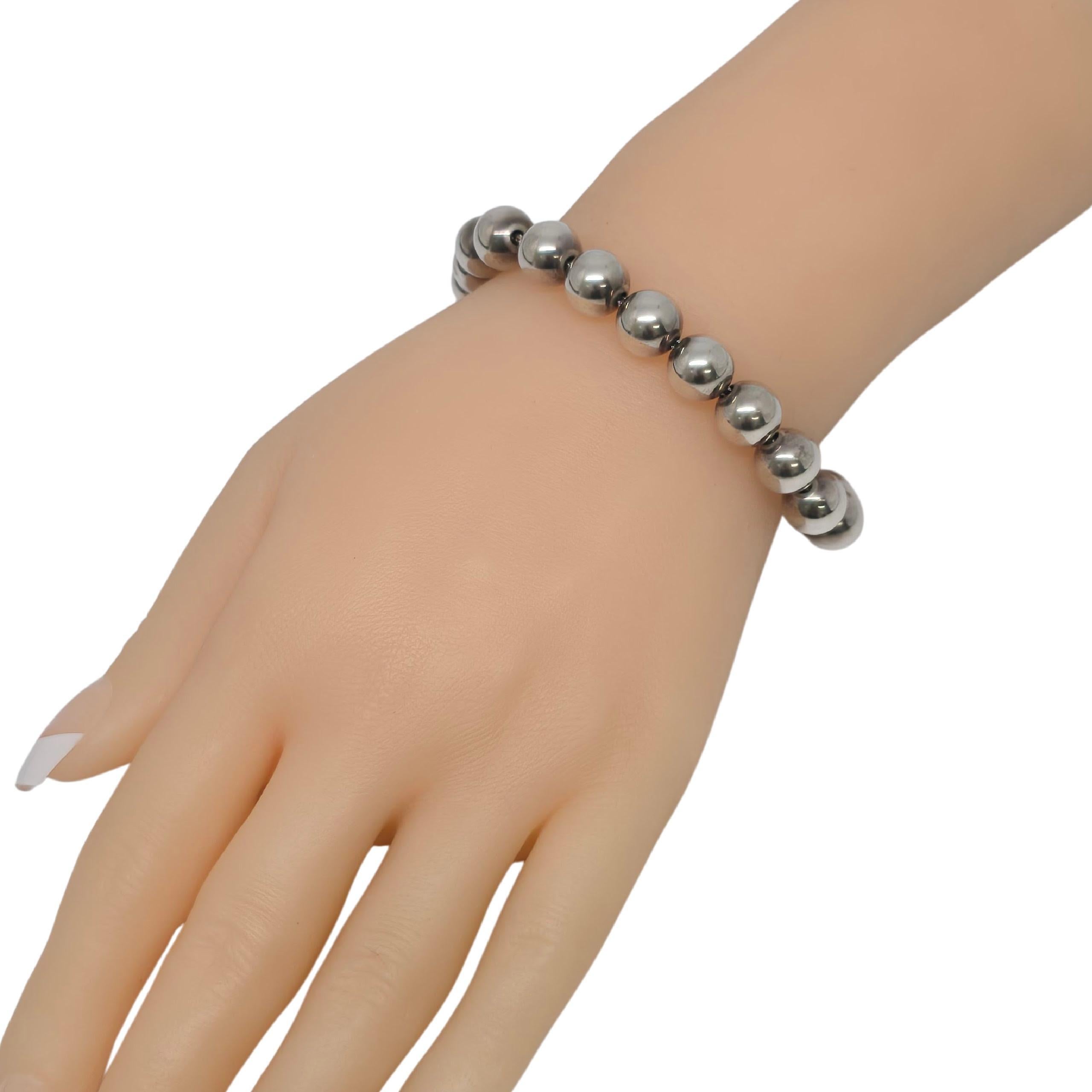 Tiffany & Co Sterling Silver 10mm Ball Bead Bracelet #22277 For Sale 4