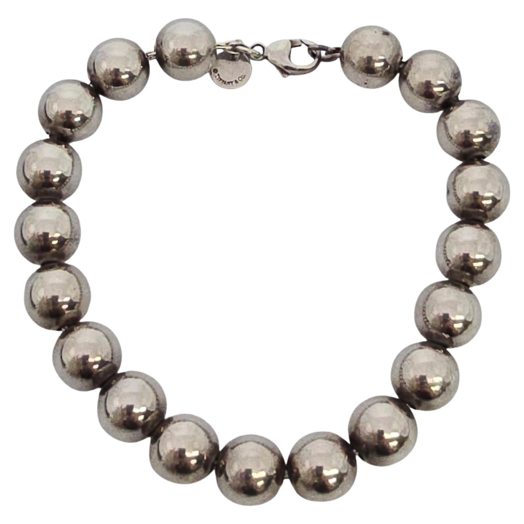 Tiffany & Co Sterling Silver 10mm Ball Bead Bracelet #22277