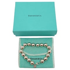 Tiffany & Co Sterling Silver Ball Bracelet with Pouch and Box