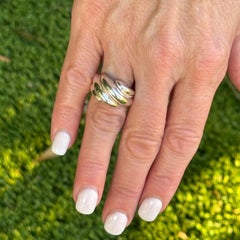 Tiffany & Co. Sterling Silver 14 Karat Yellow Gold Wavy Shrimp Estate Ring