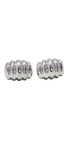 Tiffany & Co Sterling Silver 14K Gold Posts Ribbed Earrings #24126