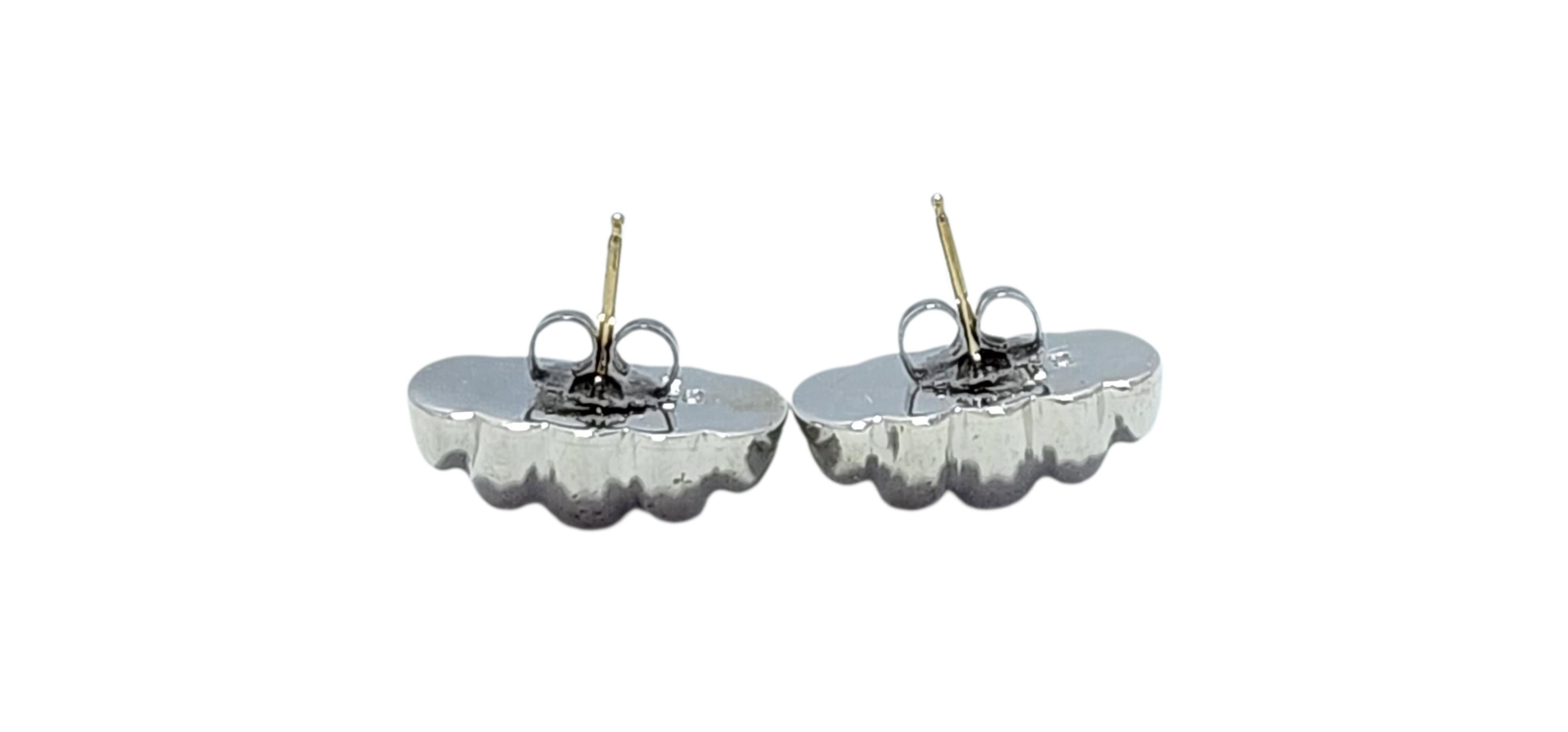 Tiffany & Co Sterling Silver 14K Gold Posts Ribbed Earrings #24126 en venta 1