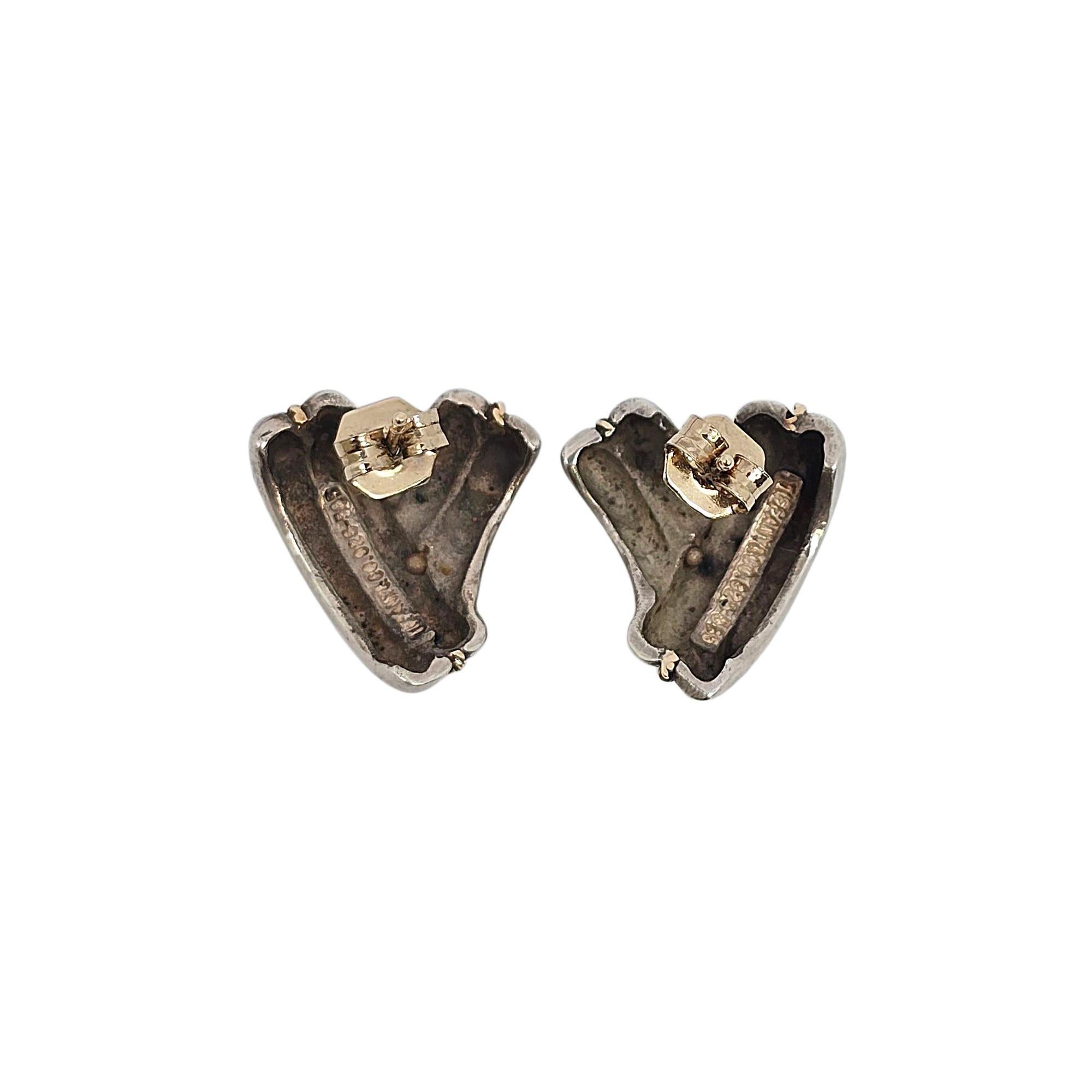 Tiffany & Co Sterling Silver 14K Gold Rope Accent Crossover Earrings #21788 im Zustand „Gut“ im Angebot in Washington Depot, CT
