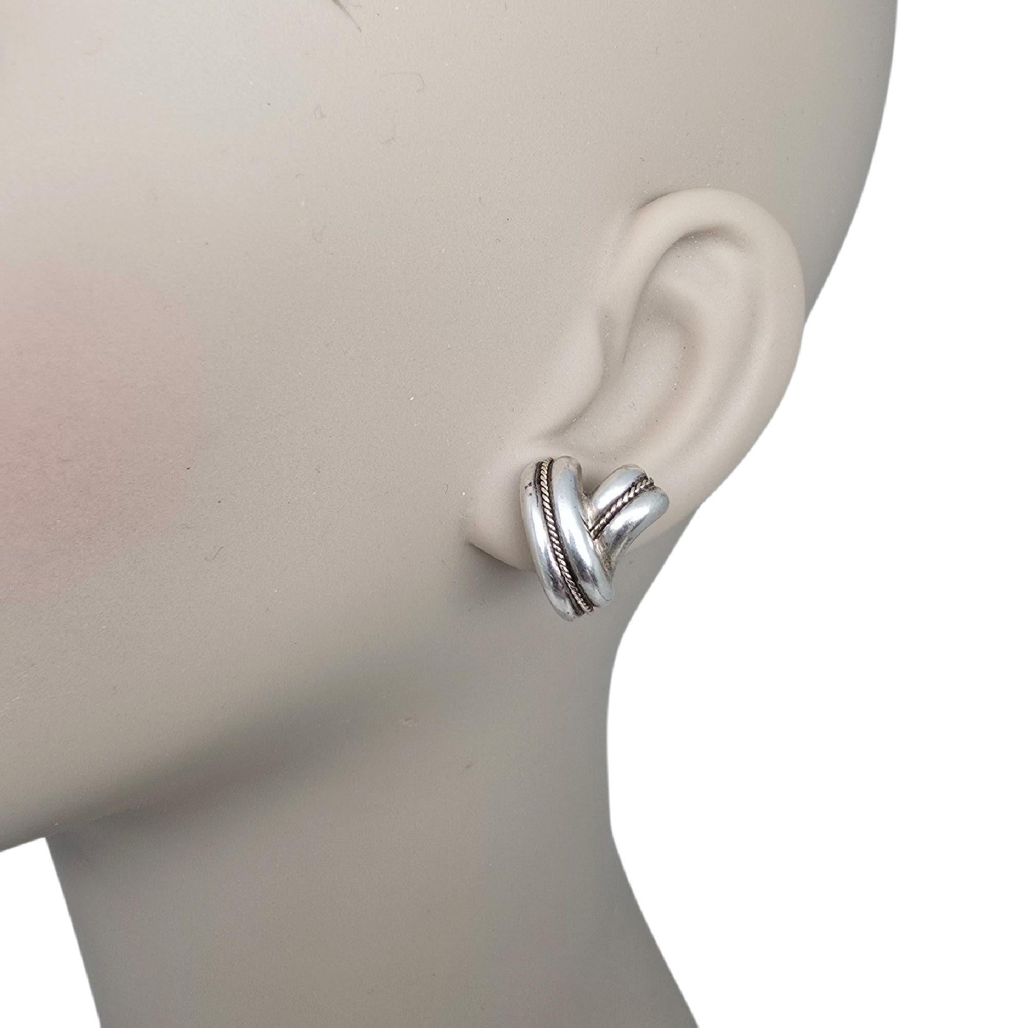 Tiffany & Co Sterling Silver 14K Gold Rope Accent Crossover Earrings #21788 im Angebot 4