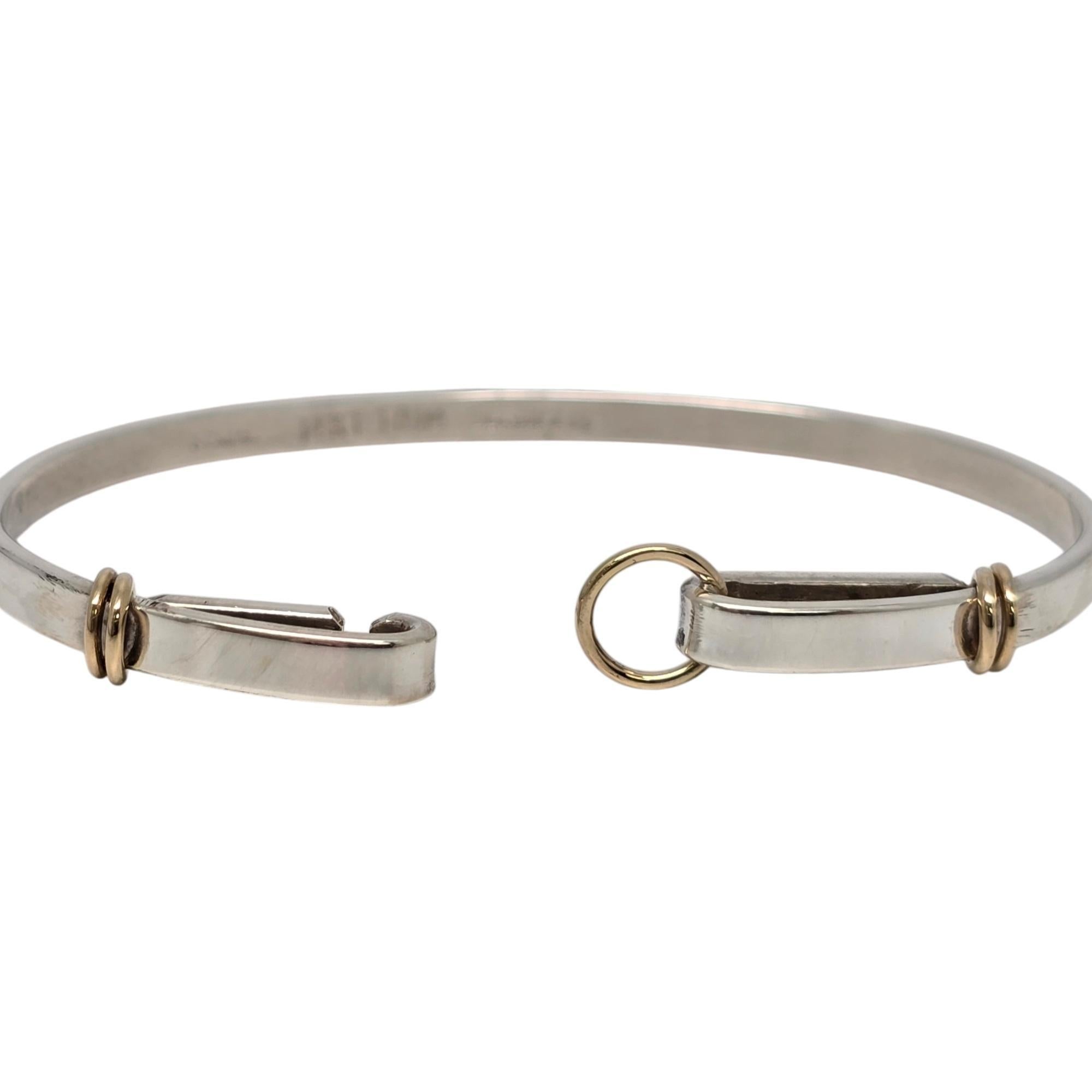 Tiffany & Co Sterling Silver 14K Gold Trim Circle Hook Bracelet #20804 3