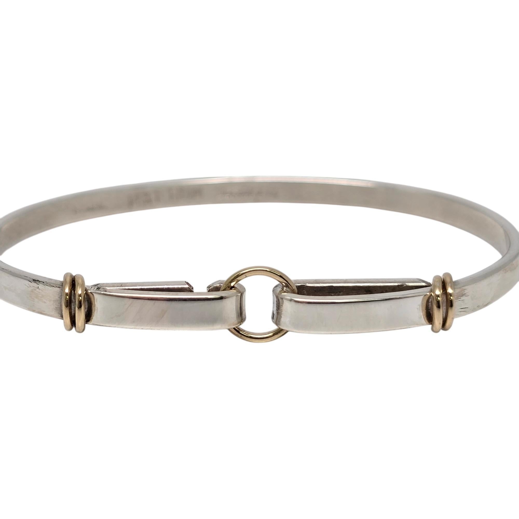 Tiffany & Co Sterling Silver 14K Gold Trim Circle Hook Bracelet #21227 2