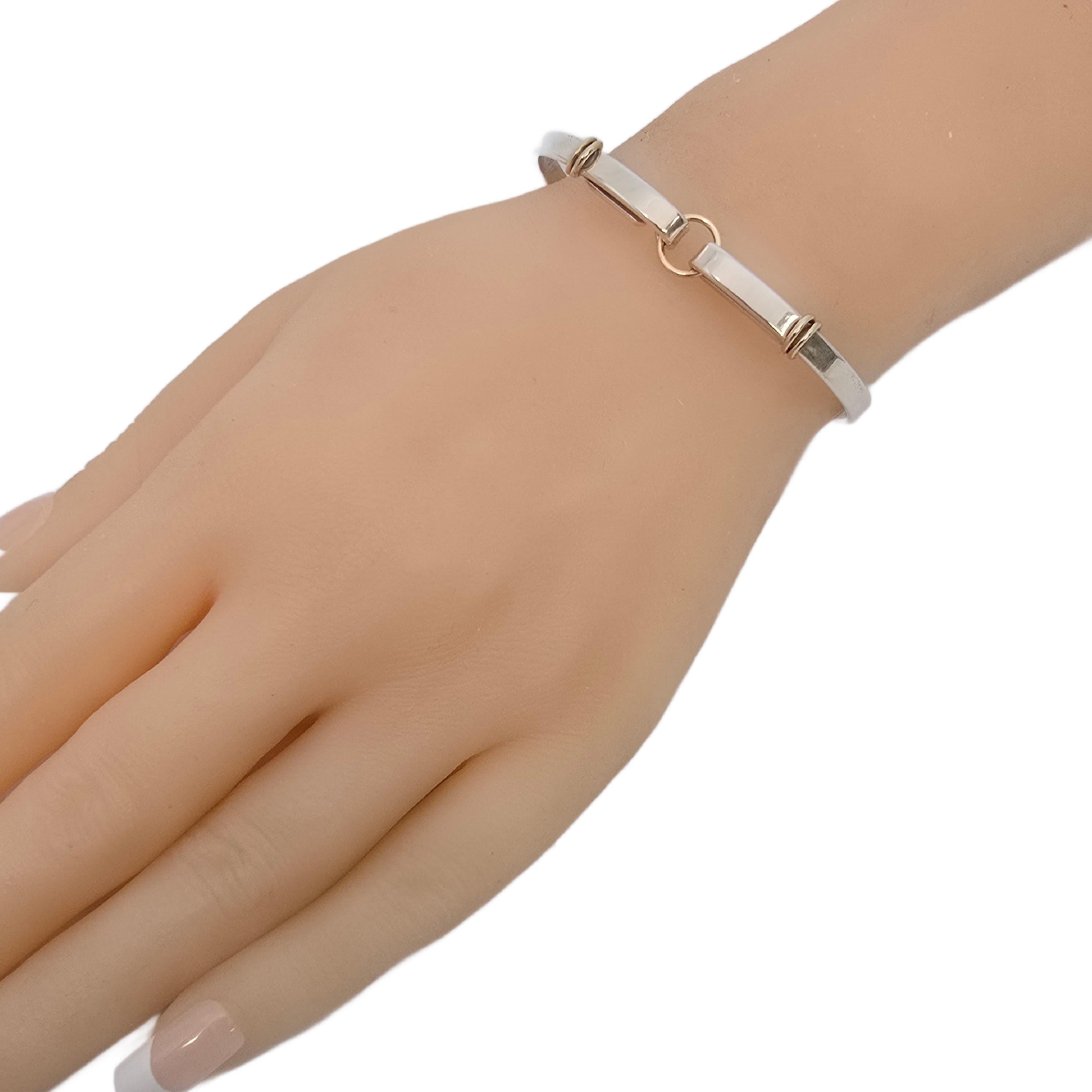 Tiffany & Co Sterling Silver 14K Gold Trim Circle Hook Bracelet #21227 5