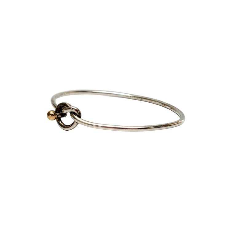 Tiffany and Co. Sterling Silver 14K Yellow Gold Love Knot Bangle