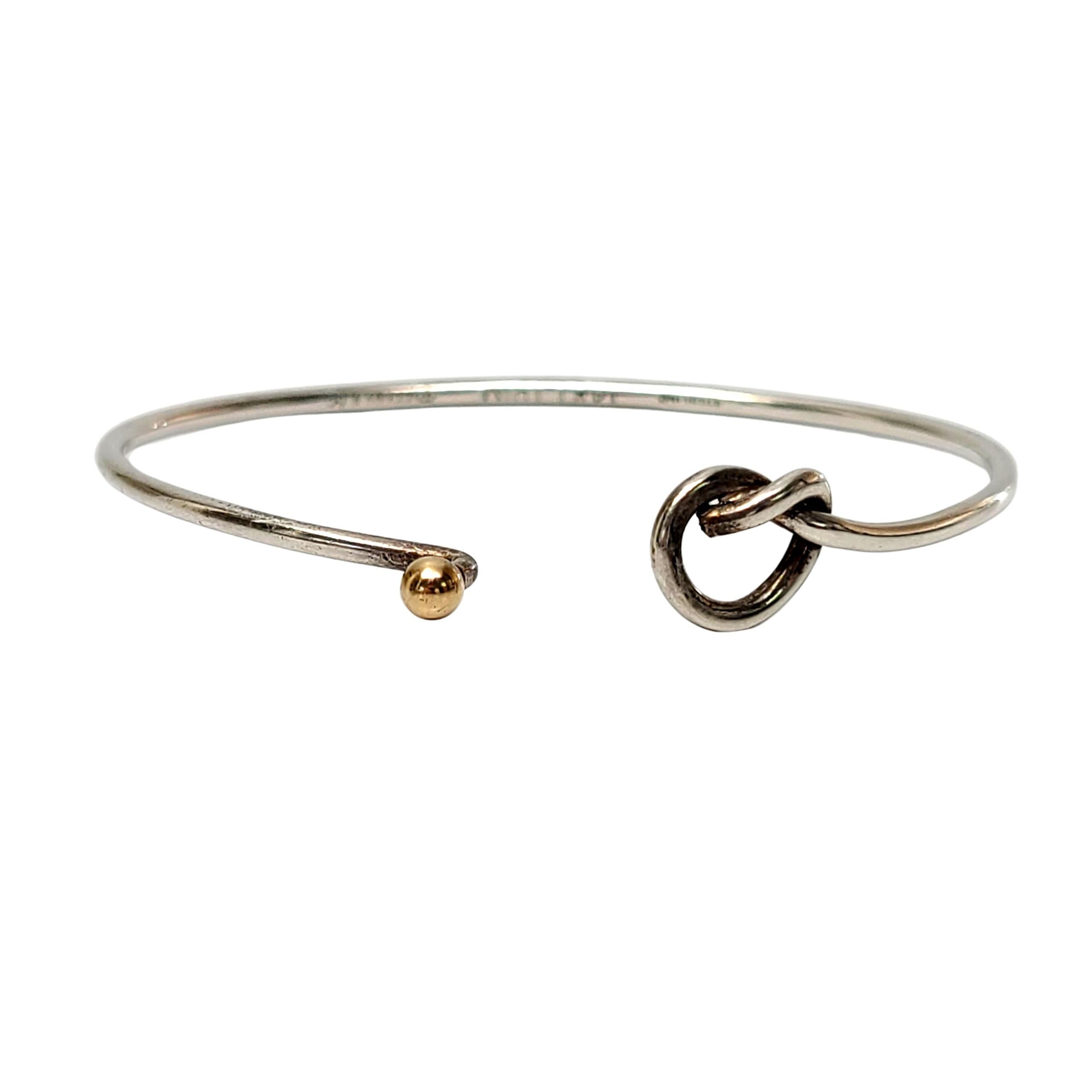 Women's Tiffany & Co. Sterling Silver 14K Yellow Gold Love Knot Bangle Bracelet
