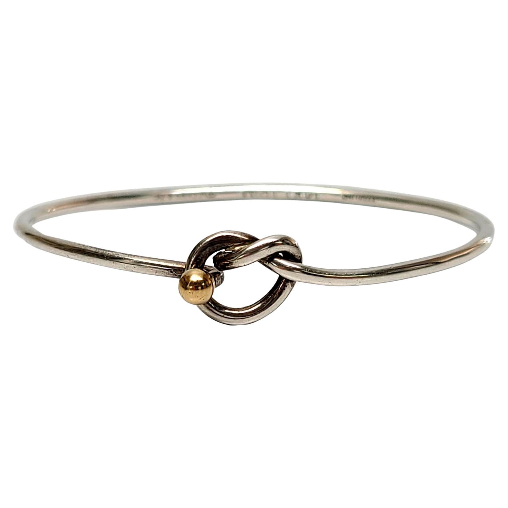 Tiffany & Co. Sterling Silver 14K Yellow Gold Love Knot Bangle Bracelet