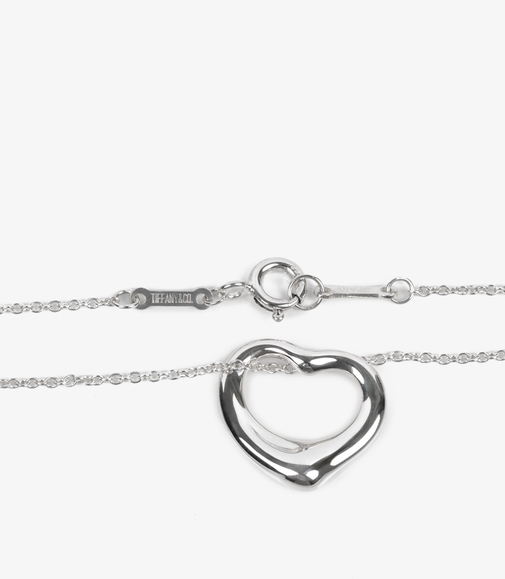 Tiffany & Co. Sterling Silver 16mm Elsa Peretti Open Heart Pendant In Excellent Condition For Sale In Bishop's Stortford, Hertfordshire