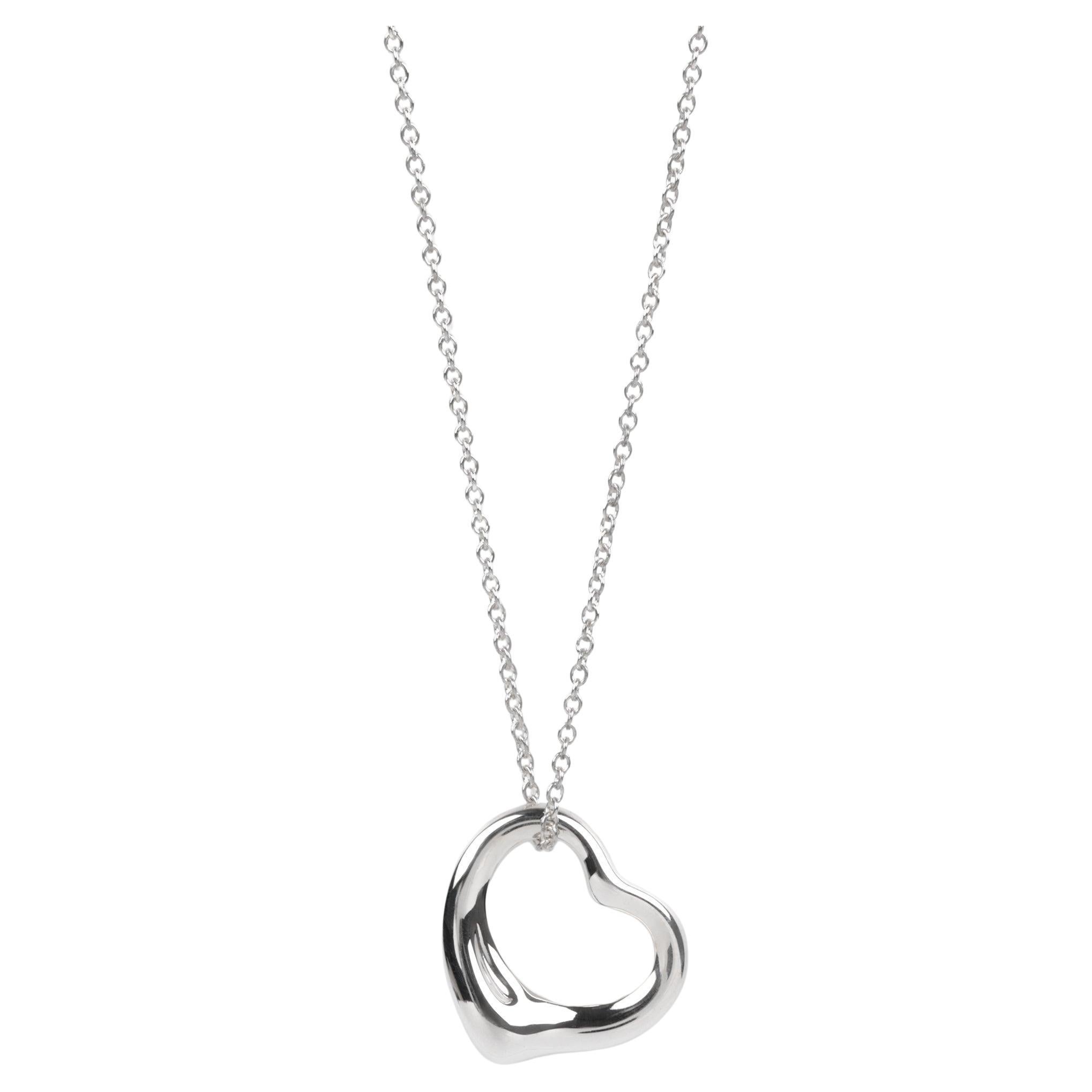 Tiffany & Co. Sterling Silver 16mm Elsa Peretti Open Heart Pendant For Sale