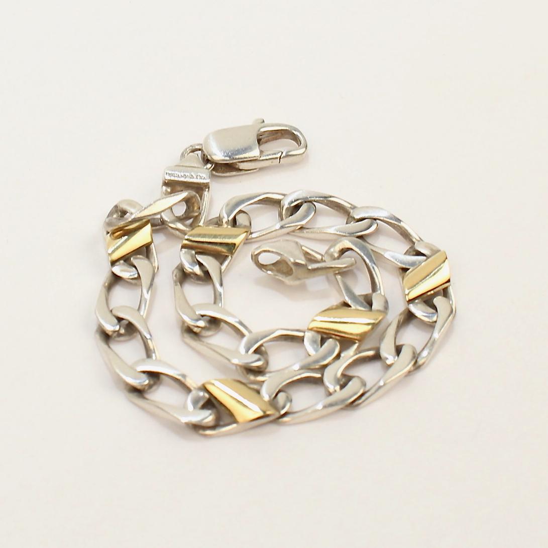 Tiffany & Co. Sterling Silver and 18 Karat Gold Curb Link Bracelet 2