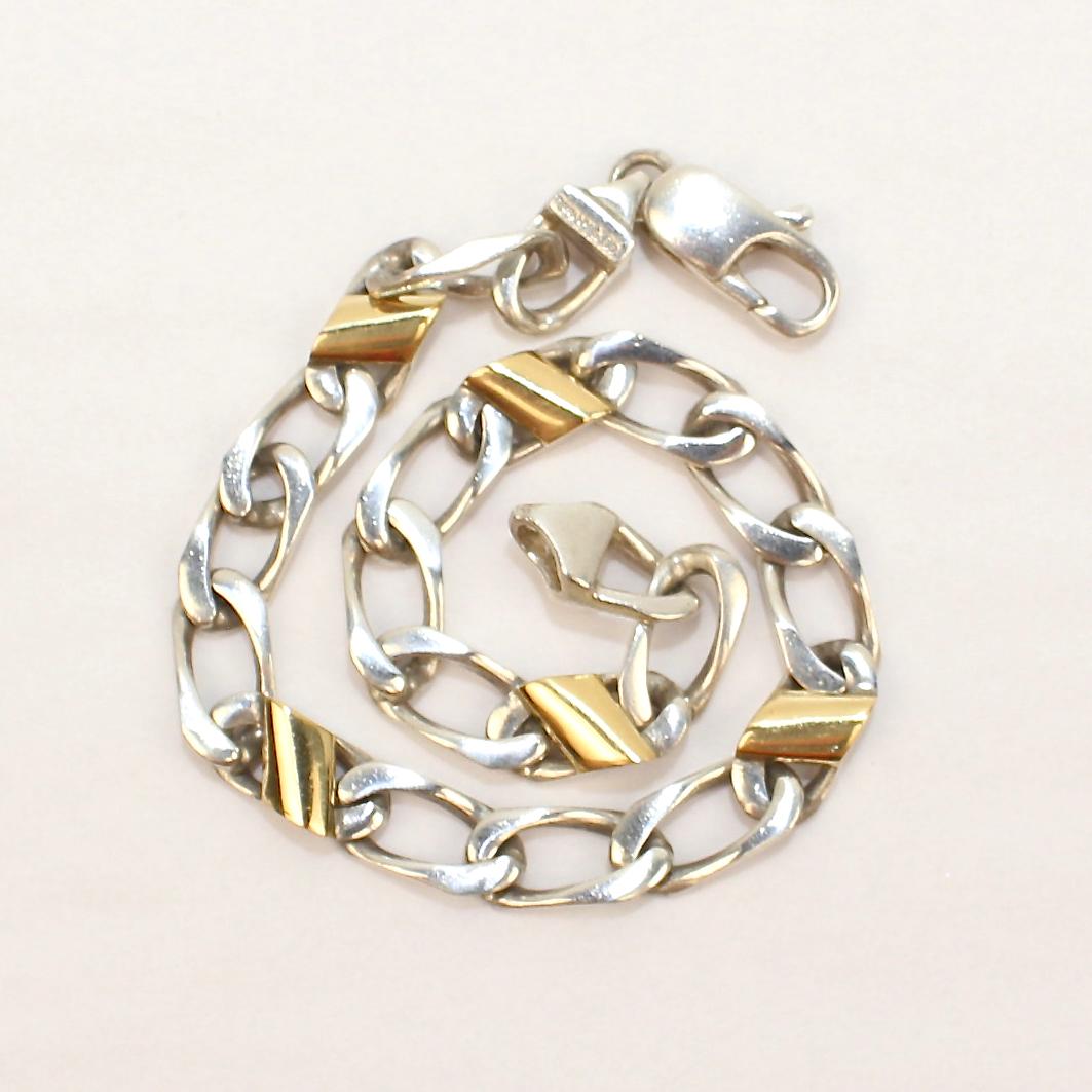 Tiffany & Co. Sterling Silver and 18 Karat Gold Curb Link Bracelet 4