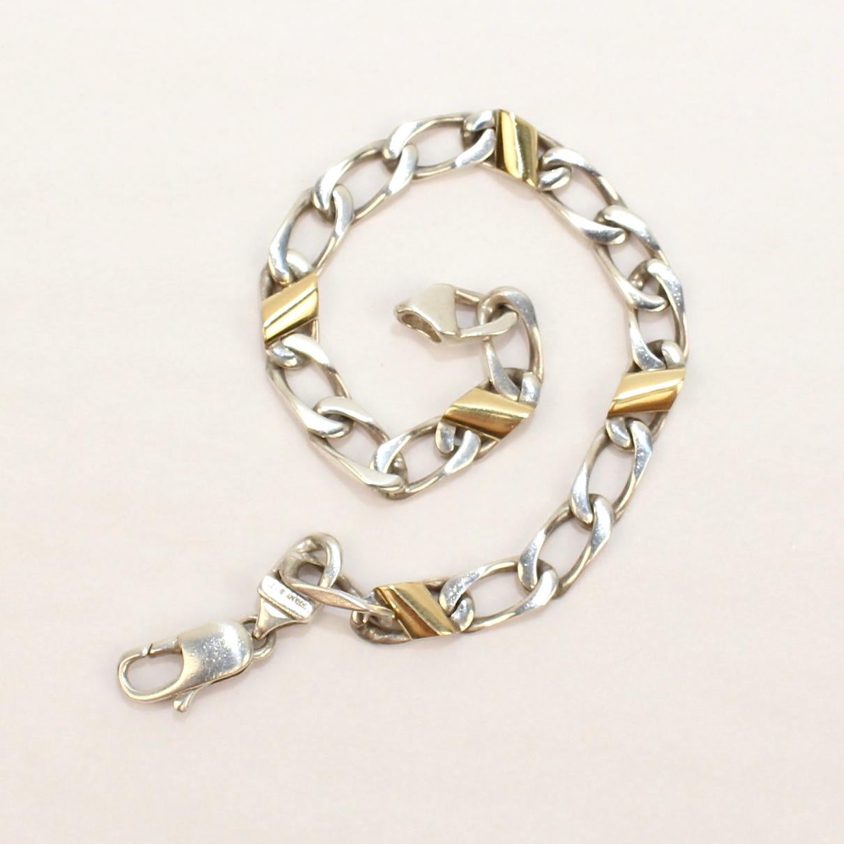 Tiffany & Co. Sterling Silver and 18 Karat Gold Curb Link Bracelet 5