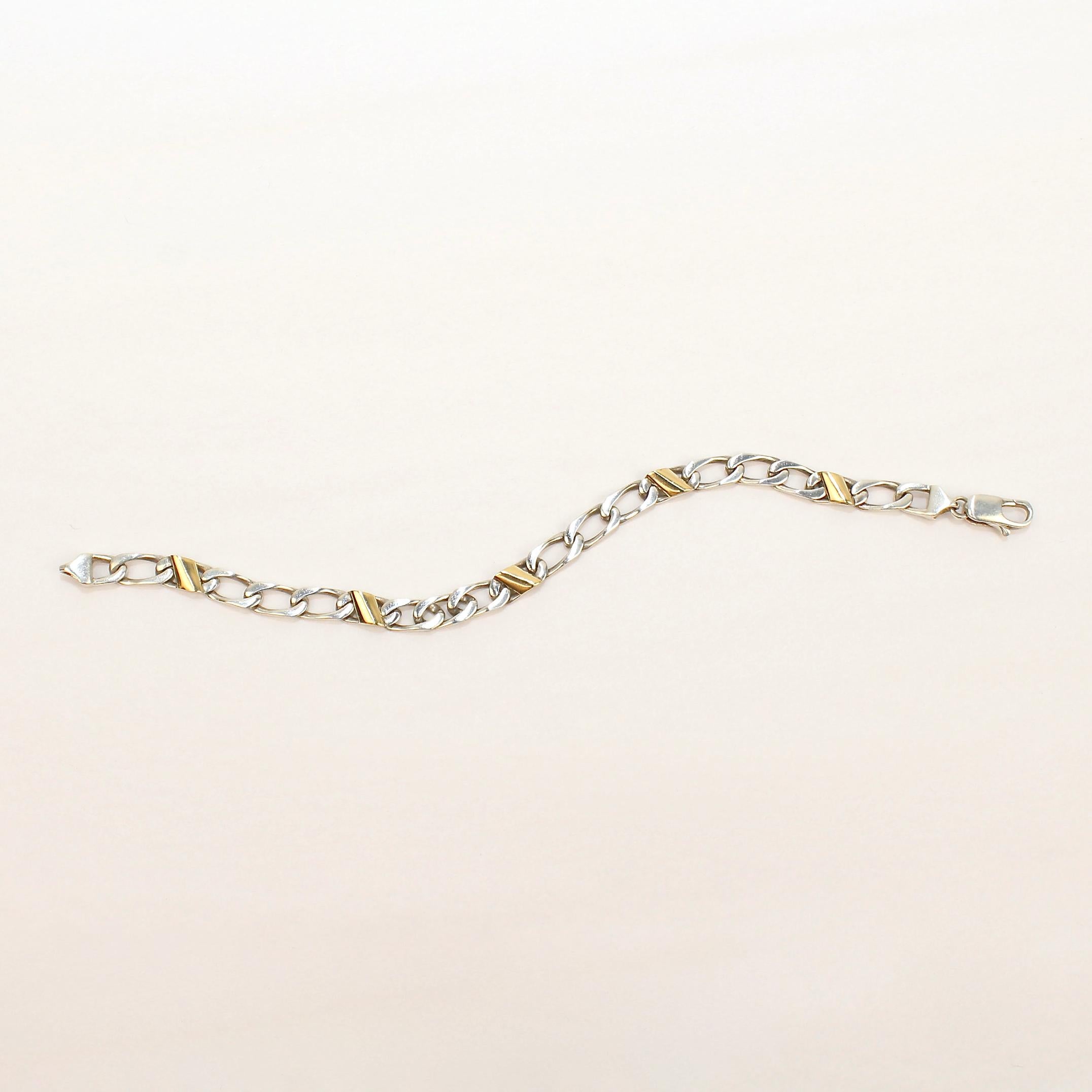 Tiffany & Co. Sterling Silver and 18 Karat Gold Curb Link Bracelet 1