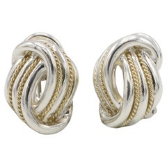 Tiffany & Co. Sterling Silver & 18 Karat Gold Knot Earrings