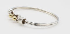 Tiffany & Co. Sterling Silver & 18 Karat Yellow Gold Double Ball Bangle Bracelet
